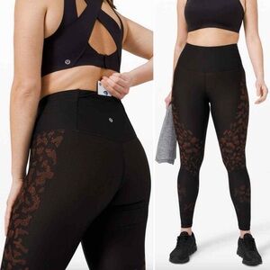 Lululemon | Black Brick Mapped Out High Rise Tight 28 Camo Leggings | Size 6